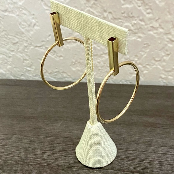 Jewelry - Unique Gold Bar Hoop Earrings